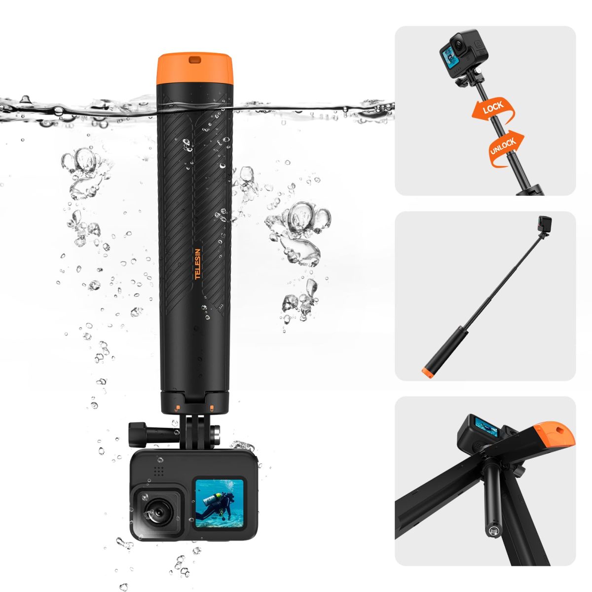 TELESIN Waterproof Selfie Stick Floating